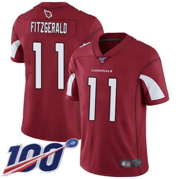 Nike Cardinals #11 Larry Fitzgerald Red Team Color Men's Stitched NFL 100th Season Vapor Limited Jersey