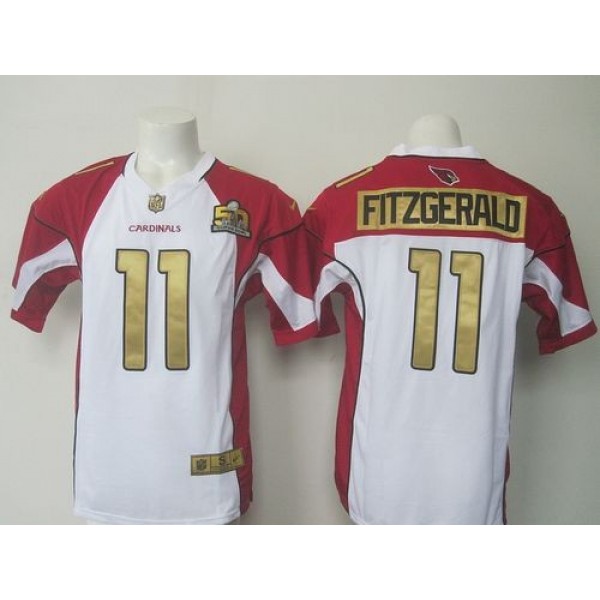 Nike Cardinals #11 Larry Fitzgerald White Super Bowl 50 Collection Men's Stitched NFL Elite Jersey