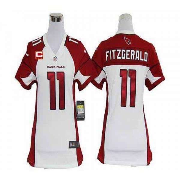Women's Cardinals #11 Larry Fitzgerald White With C Patch Stitched NFL Elite Jersey
