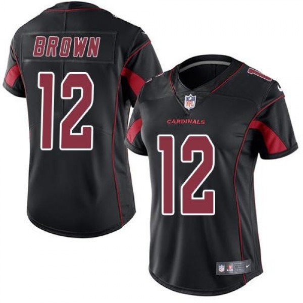 Women's Cardinals #12 John Brown Black Stitched NFL Limited Rush Jersey