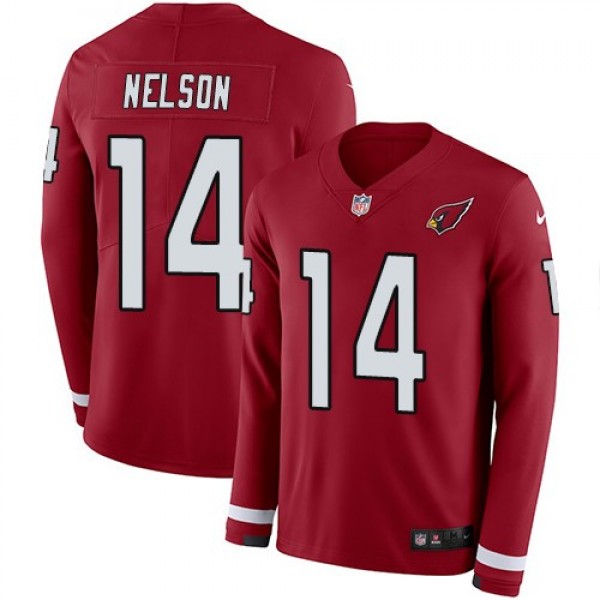 Nike Cardinals #14 J.J. Nelson Red Team Color Men's Stitched NFL Limited Therma Long Sleeve Jersey