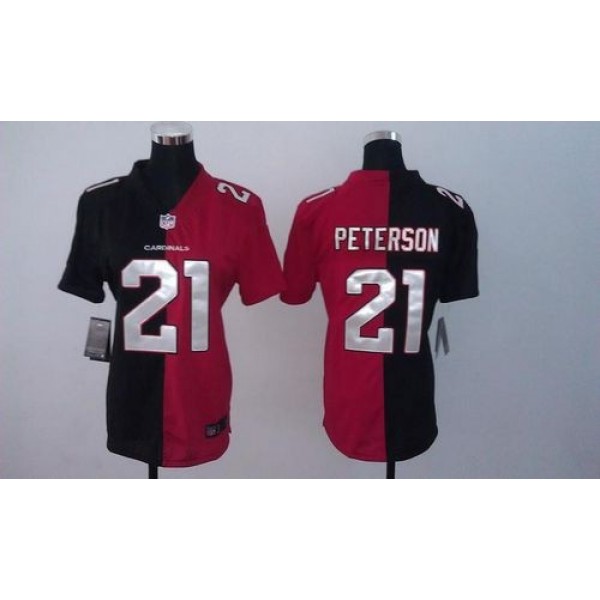 Women's Cardinals #21 Patrick Peterson Black Red Stitched NFL Elite Split Jersey