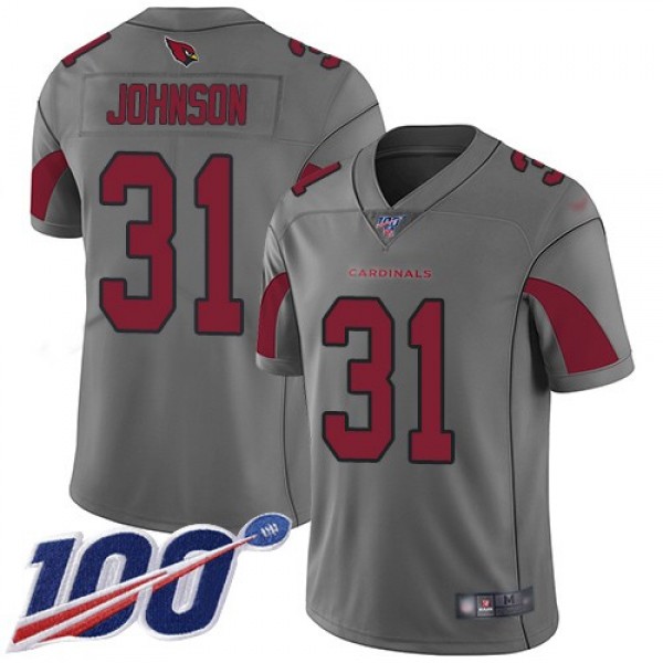 Nike Cardinals #31 David Johnson Silver Men's Stitched NFL Limited Inverted Legend 100th Season Jersey