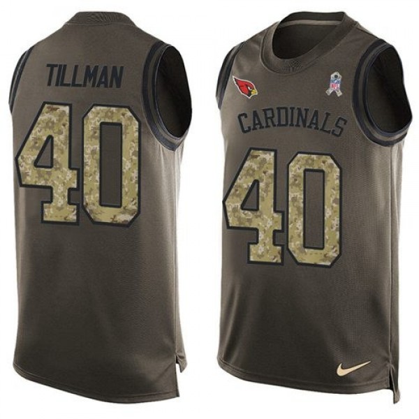 Nike Cardinals #40 Pat Tillman Green Men's Stitched NFL Limited Salute To Service Tank Top Jersey