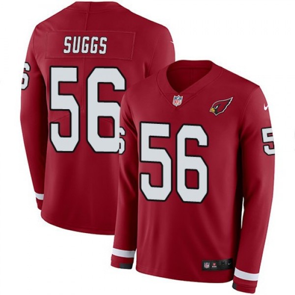 Nike Cardinals #56 Terrell Suggs Red Team Color Men's Stitched NFL Limited Therma Long Sleeve Jersey
