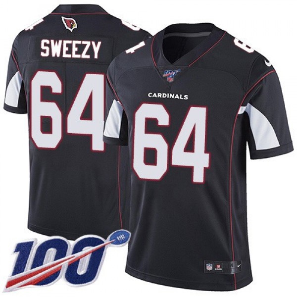 Nike Cardinals #64 J.R. Sweezy Black Alternate Men's Stitched NFL 100th Season Vapor Limited Jersey