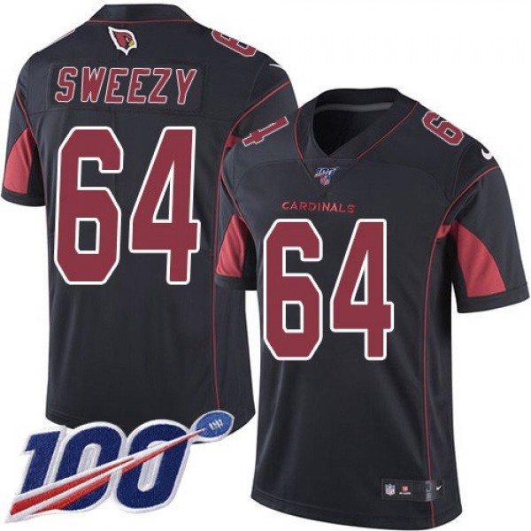 Nike Cardinals #64 J.R. Sweezy Black Men's Stitched NFL Limited Rush 100th Season Jersey