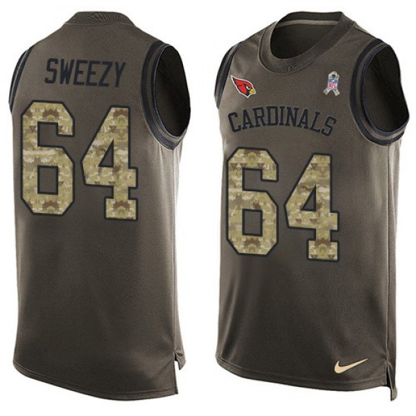 Nike Cardinals #64 J.R. Sweezy Green Men's Stitched NFL Limited Salute To Service Tank Top Jersey