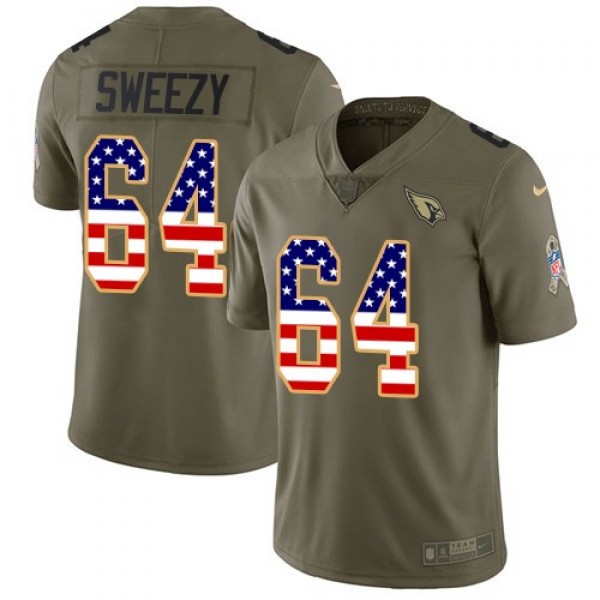 Nike Cardinals #64 J.R. Sweezy Olive/USA Flag Men's Stitched NFL Limited 2017 Salute to Service Jersey