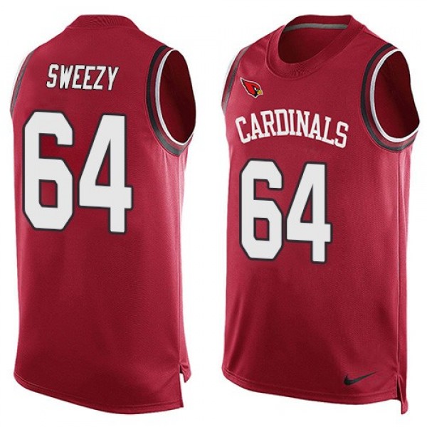 Nike Cardinals #64 J.R. Sweezy Red Team Color Men's Stitched NFL Limited Tank Top Jersey