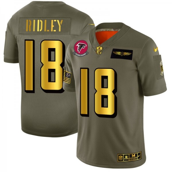 Atlanta Falcons #18 Calvin Ridley NFL Men's Nike Olive Gold 2019 Salute to Service Limited Jersey