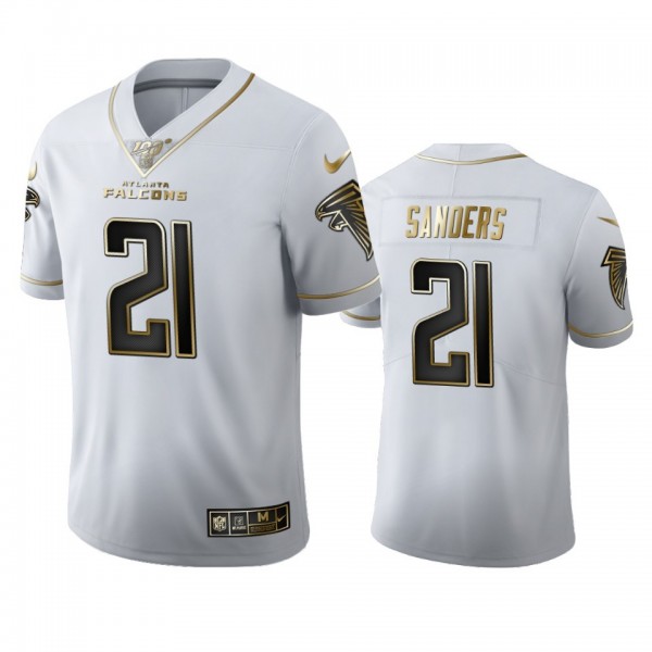 Atlanta Falcons #21 Deion Sanders Men's Nike White Golden Edition Vapor Limited NFL 100 Jersey
