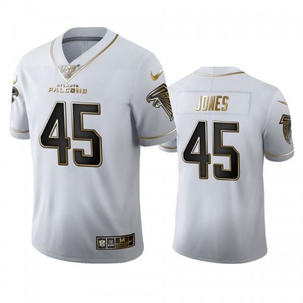 Atlanta Falcons #45 Deion Jones Men's Nike White Golden Edition Vapor Limited NFL 100 Jersey