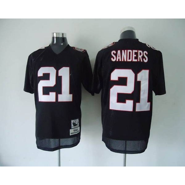 Mitchell And Ness Falcons #21 Deion Sanders Black Stitched Throwback NFL Jersey