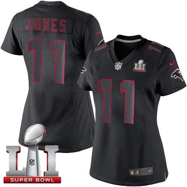 Women's Falcons #11 Julio Jones Black Impact Super Bowl LI 51 Stitched NFL Limited Jersey