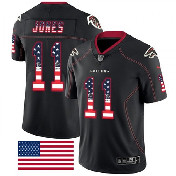 Nike Falcons #11 Julio Jones Black Men's Stitched NFL Limited Rush USA Flag Jersey