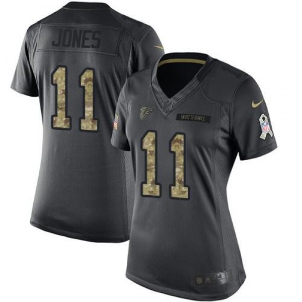 Women's Falcons #11 Julio Jones Black Stitched NFL Limited 2016 Salute to Service Jersey