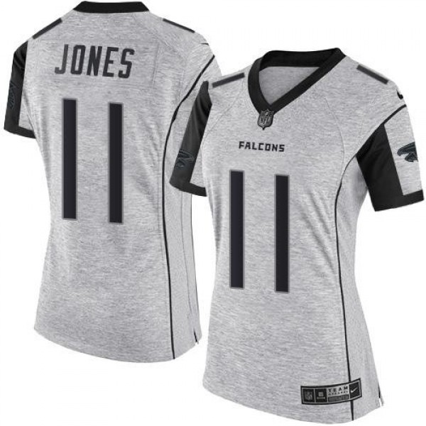 Women's Falcons #11 Julio Jones Gray Stitched NFL Limited Gridiron Gray II Jersey