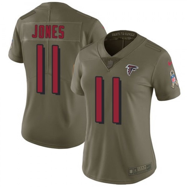 Women's Falcons #11 Julio Jones Olive Stitched NFL Limited 2017 Salute to Service Jersey