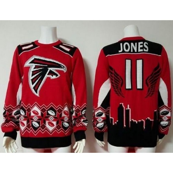 Nike Falcons #11 Julio Jones Red/Black Men's Ugly Sweater