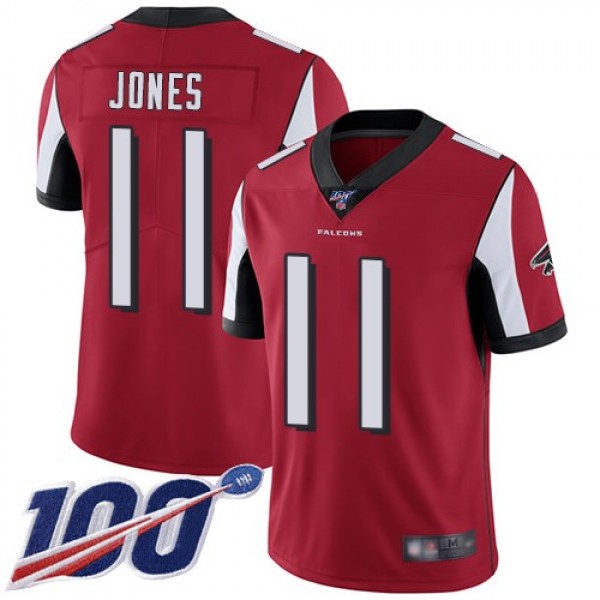Nike Falcons #11 Julio Jones Red Team Color Men's Stitched NFL 100th Season Vapor Limited Jersey