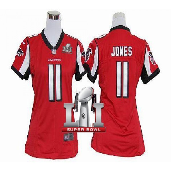 Women's Falcons #11 Julio Jones Red Team Color Super Bowl LI 51 Stitched NFL Elite Jersey
