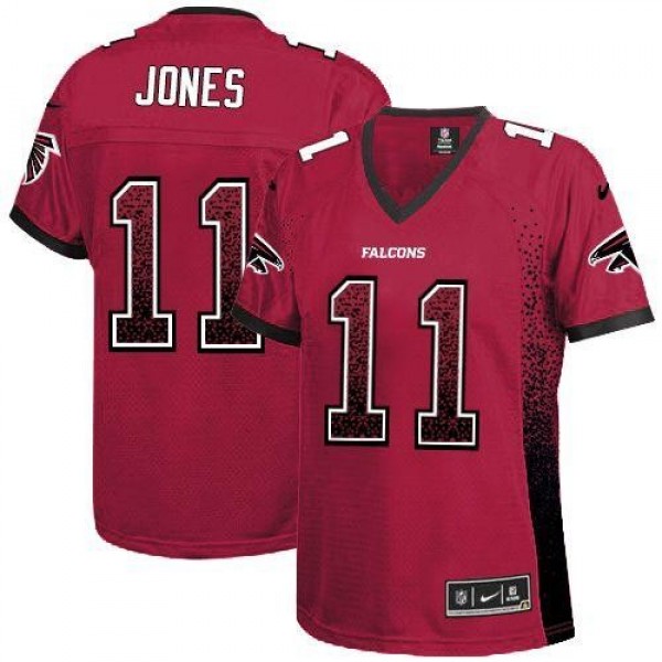 Women's Falcons #11 Julio Jones Red Team Color Stitched NFL Elite Drift Jersey