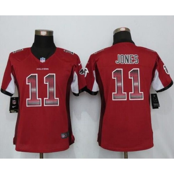 Women's Falcons #11 Julio Jones Red Team Color Stitched NFL Elite Strobe Jersey