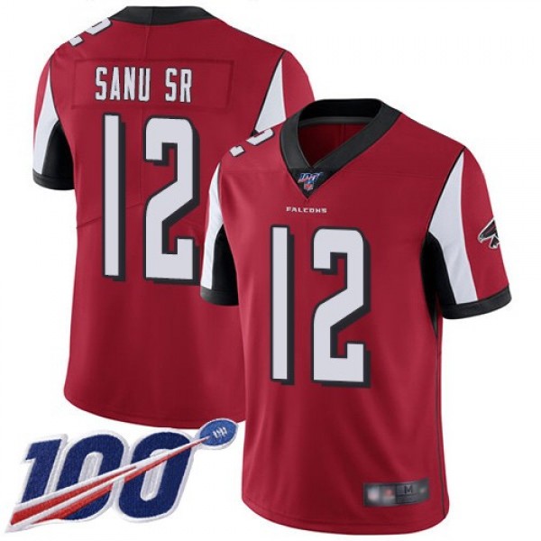 Nike Falcons #12 Mohamed Sanu Sr Red Team Color Men's Stitched NFL 100th Season Vapor Limited Jersey