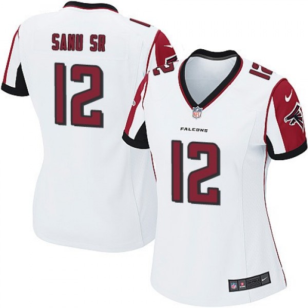 Women's Falcons #12 Mohamed Sanu Sr White Stitched NFL Elite Jersey