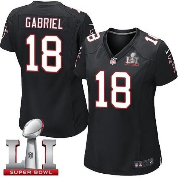Women's Falcons #18 Taylor Gabriel Black Alternate Super Bowl LI 51 Stitched NFL Elite Jersey