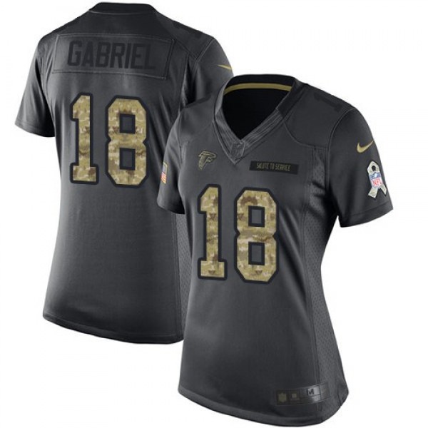 Women's Falcons #18 Taylor Gabriel Black Stitched NFL Limited 2016 Salute to Service Jersey