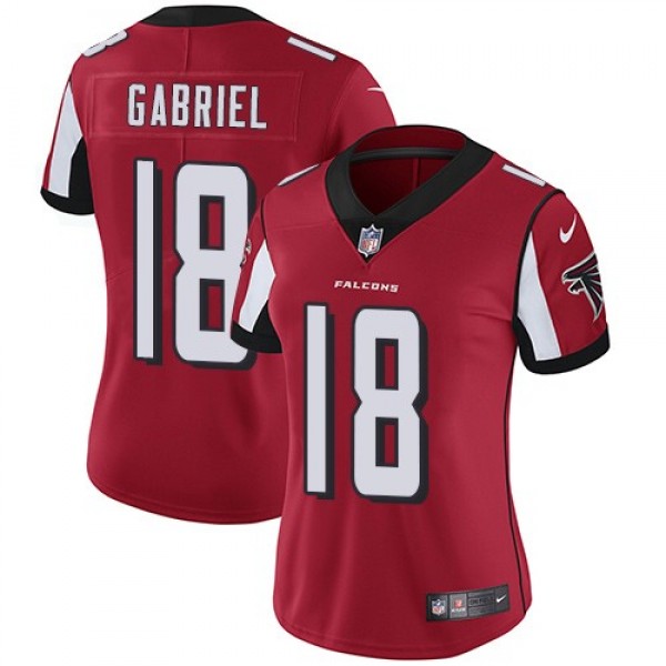 Women's Falcons #18 Taylor Gabriel Red Team Color Stitched NFL Vapor Untouchable Limited Jersey