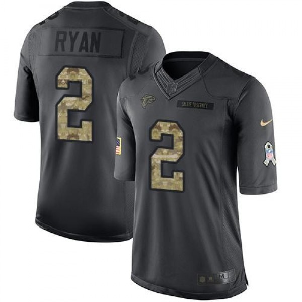 Nike Falcons #2 Matt Ryan Black Men's Stitched NFL Limited 2016 Salute To Service Jersey