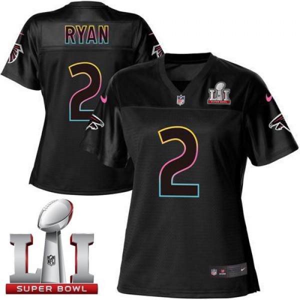 Women's Falcons #2 Matt Ryan Black Super Bowl LI 51 NFL Game Jersey
