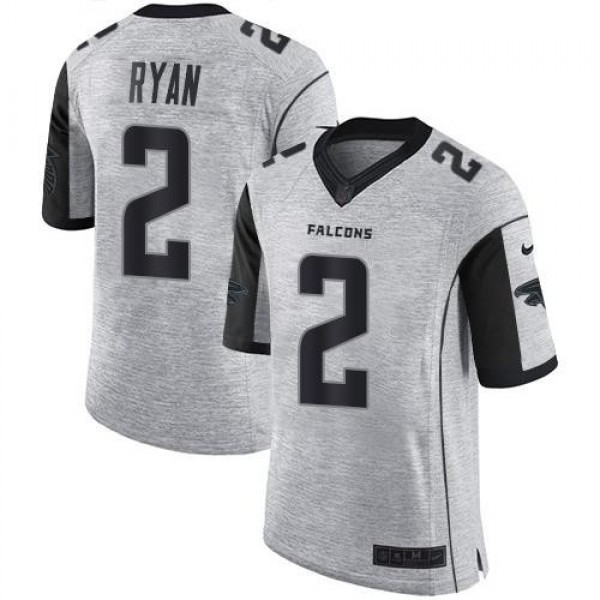 Nike Falcons #2 Matt Ryan Gray Men's Stitched NFL Limited Gridiron Gray II Jersey