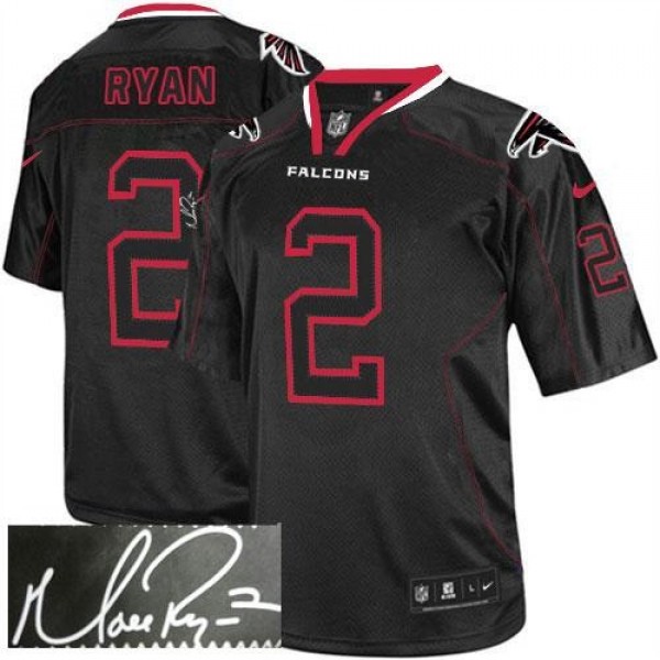 Nike Falcons #2 Matt Ryan Lights Out Black Men's Stitched NFL Elite Autographed Jersey