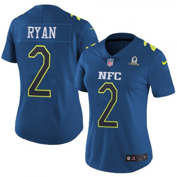 Women's Falcons #2 Matt Ryan Navy Stitched NFL Limited NFC 2017 Pro Bowl Jersey