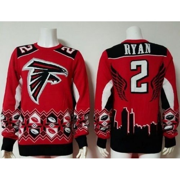 Nike Falcons #2 Matt Ryan Red/Black Men's Ugly Sweater