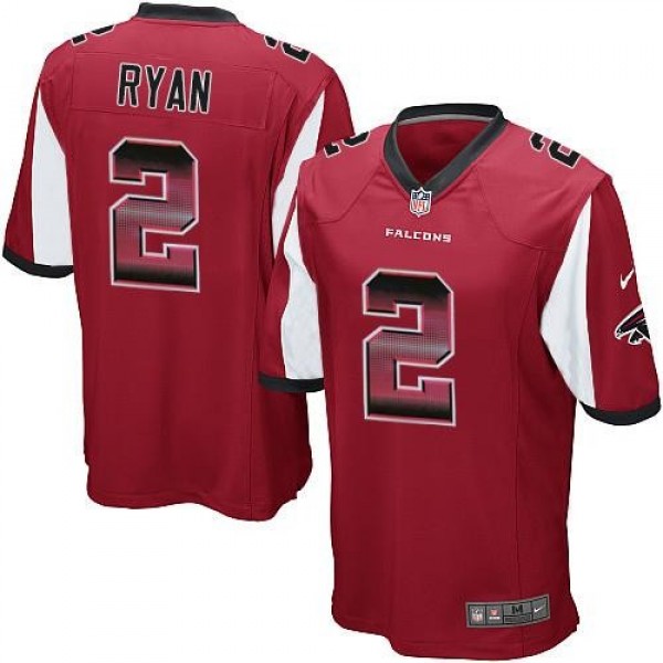 Nike Falcons #2 Matt Ryan Red Team Color Men's Stitched NFL Limited Strobe Jersey