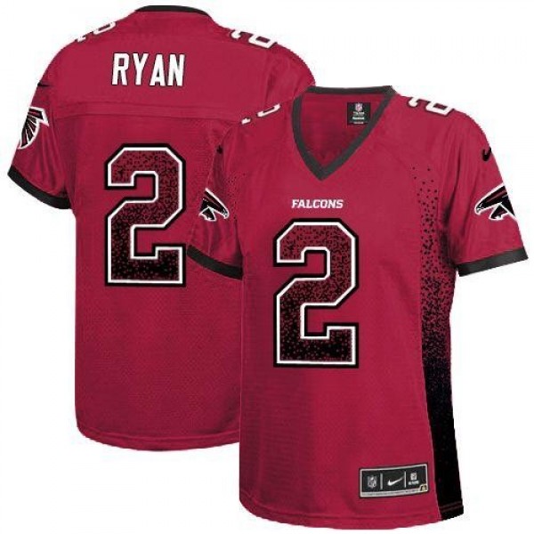 Women's Falcons #2 Matt Ryan Red Team Color Stitched NFL Elite Drift Jersey