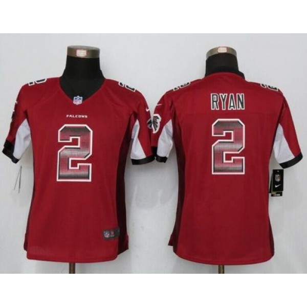 Women's Falcons #2 Matt Ryan Red Team Color Stitched NFL Elite Strobe Jersey