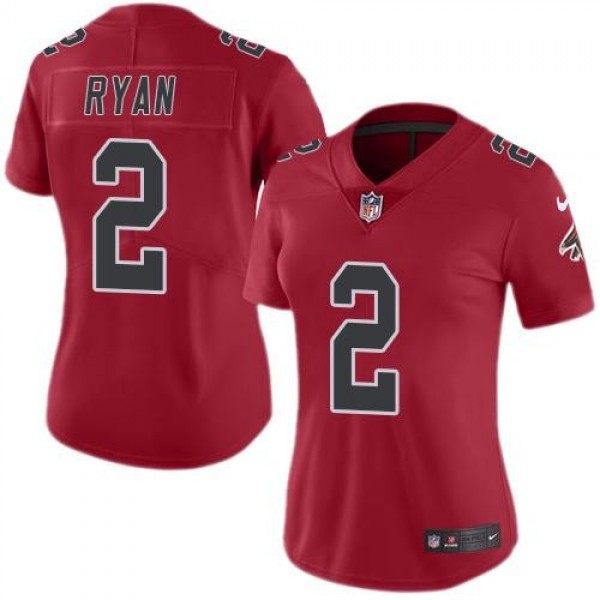 Women's Falcons #2 Matt Ryan Red Stitched NFL Limited Rush Jersey