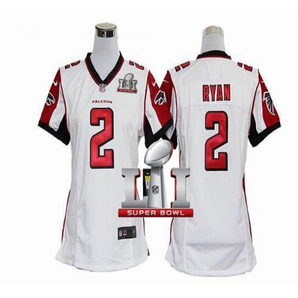 Women's Falcons #2 Matt Ryan White Super Bowl LI 51 Stitched NFL Elite Jersey