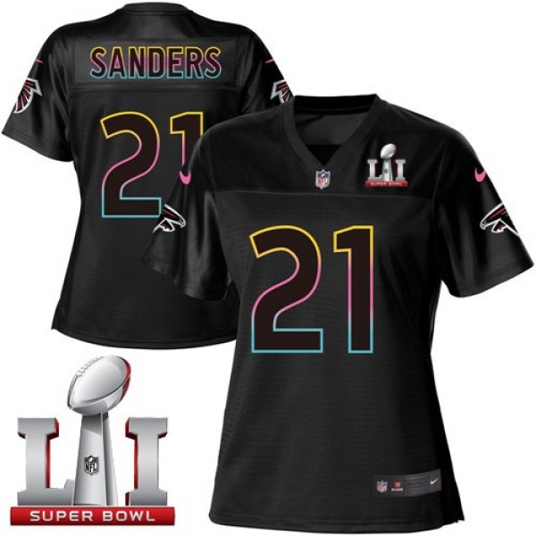 Women's Falcons #21 Deion Sanders Black Super Bowl LI 51 NFL Game Jersey