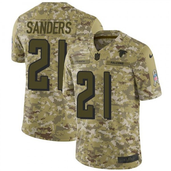 Nike Falcons #21 Deion Sanders Camo Men's Stitched NFL Limited 2018 Salute To Service Jersey