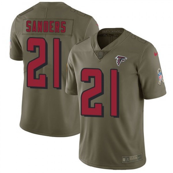 Nike Falcons #21 Deion Sanders Olive Men's Stitched NFL Limited 2017 Salute To Service Jersey