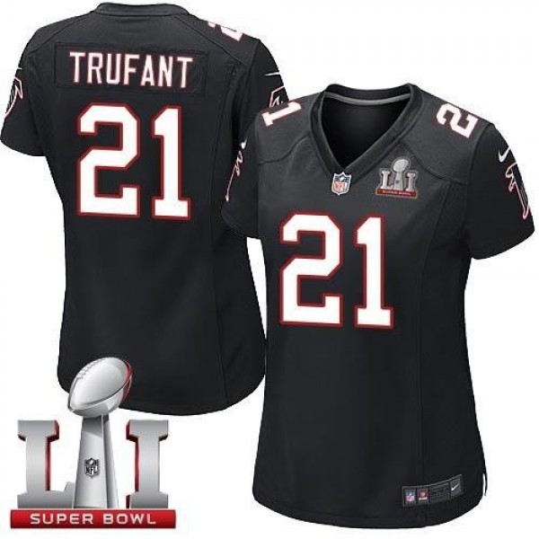 Women's Falcons #21 Desmond Trufant Black Alternate Super Bowl LI 51 Stitched NFL Elite Jersey