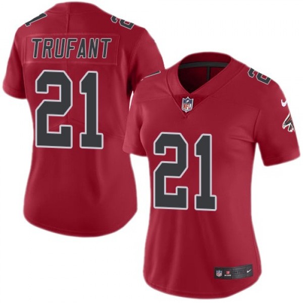 Women's Falcons #21 Desmond Trufant Red Stitched NFL Limited Rush Jersey