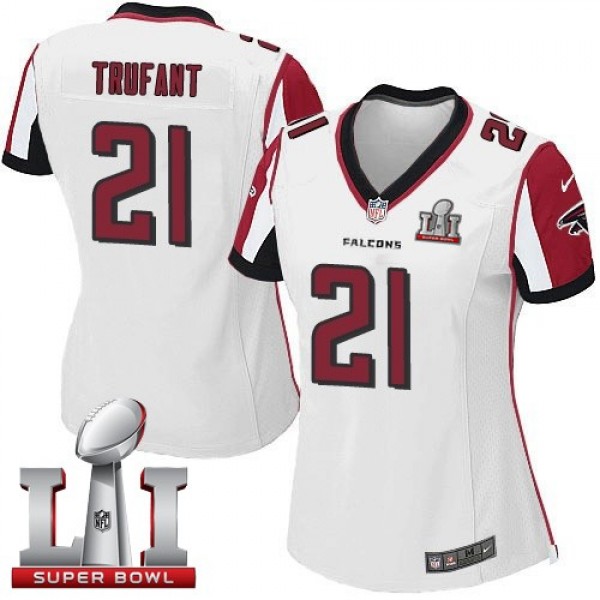 Women's Falcons #21 Desmond Trufant White Super Bowl LI 51 Stitched NFL Elite Jersey
